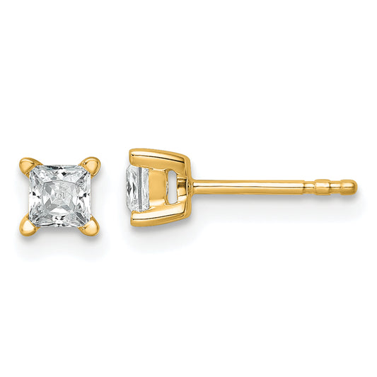 14k Yellow Gold 1/2 ctw Lab Grown Diamond VS/SI+ G+ Princess 4 Prong Heavy Wt. Stud Earrings