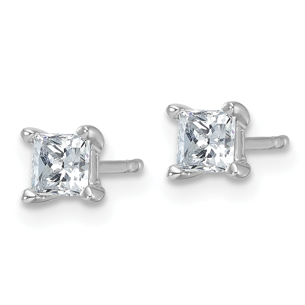 14k White Gold 3/4 ctw Certified Lab Grown Diamond VS/SI+ G+ Princess 4 Prong Heavy Wt. Stud Earrings