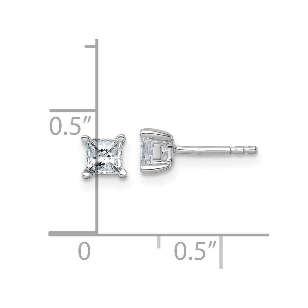 14k White Gold 3/4 carat Lab Grown Diamond VS/SI+ G+ Princess Four Prong Stud Post Earrings