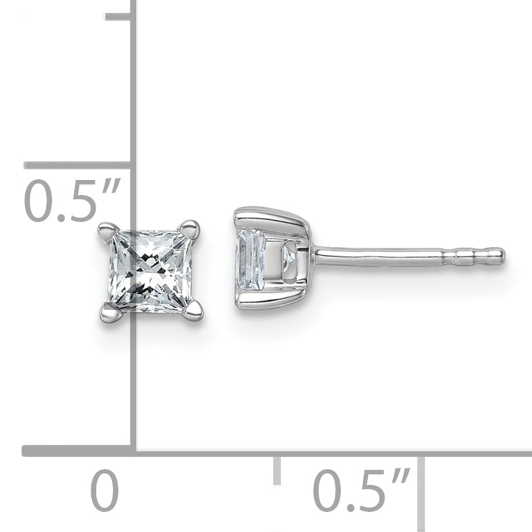 14k White Gold 3/4 ctw Certified Lab Grown Diamond VS/SI+ G+ Princess 4 Prong Heavy Wt. Stud Earrings