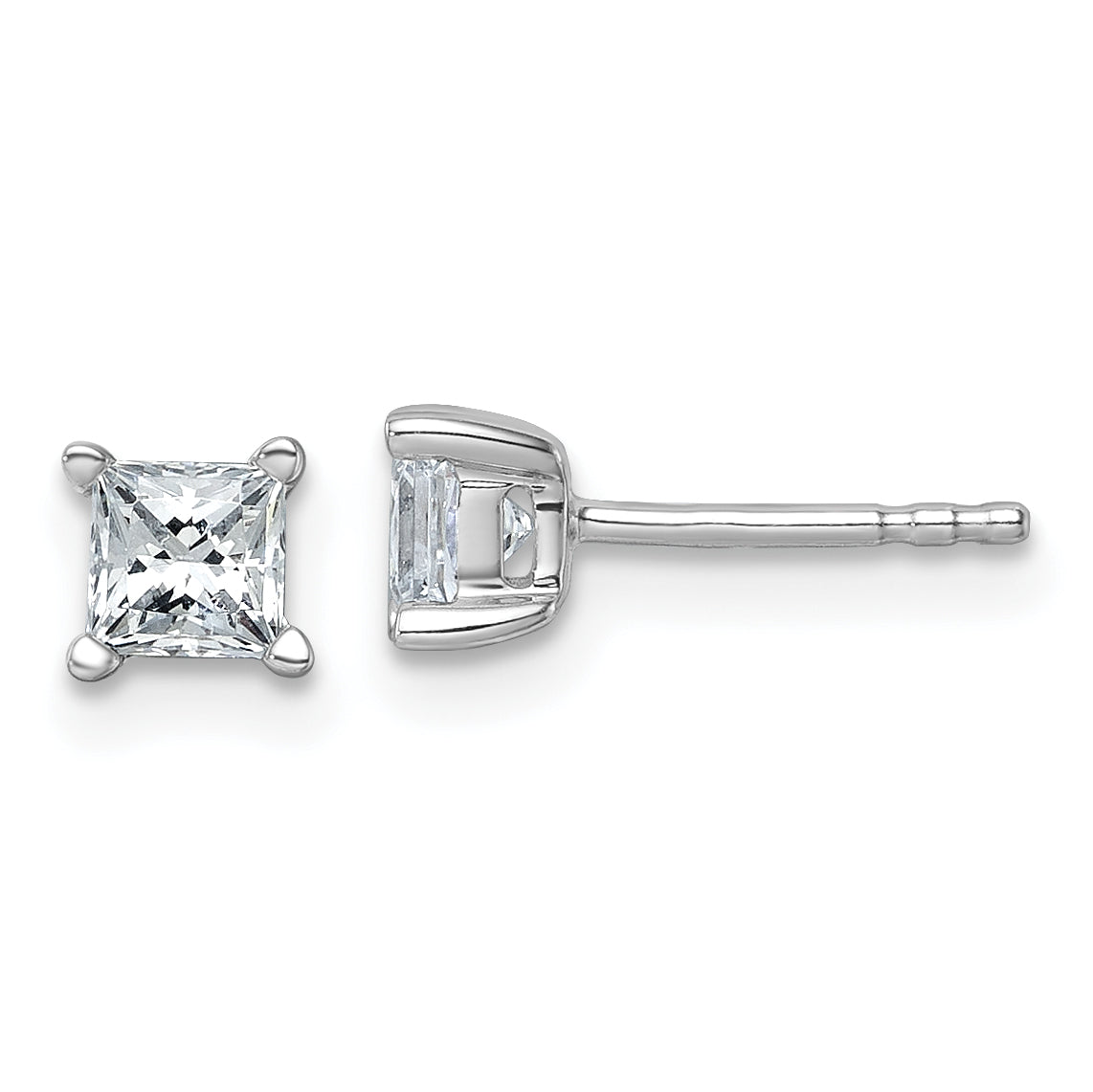 14k White Gold 3/4 ctw Lab Grown Diamond VS/SI+ G+ Princess 4 Prong Heavy Wt. Stud Earrings