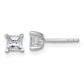 14k White Gold 3/4 carat Lab Grown Diamond VS/SI+ G+ Princess Four Prong Stud Post Earrings