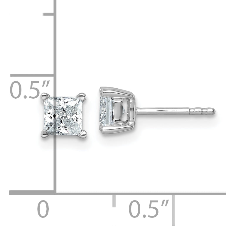 14k White Gold 1 ctw Certified Lab Grown Diamond VS/SI+ G+ Princess 4 Prong Heavy Wt. Stud Earrings