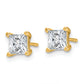 14k Yellow Gold 1 1/2 ctw Certified Lab Grown Diamond VS/SI+ G+ Princess 4 Prong Heavy Wt. Stud Earrings