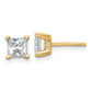 14k Yellow Gold 1 1/2 ctw Certified Lab Grown Diamond VS/SI+ G+ Princess 4 Prong Heavy Wt. Stud Earrings