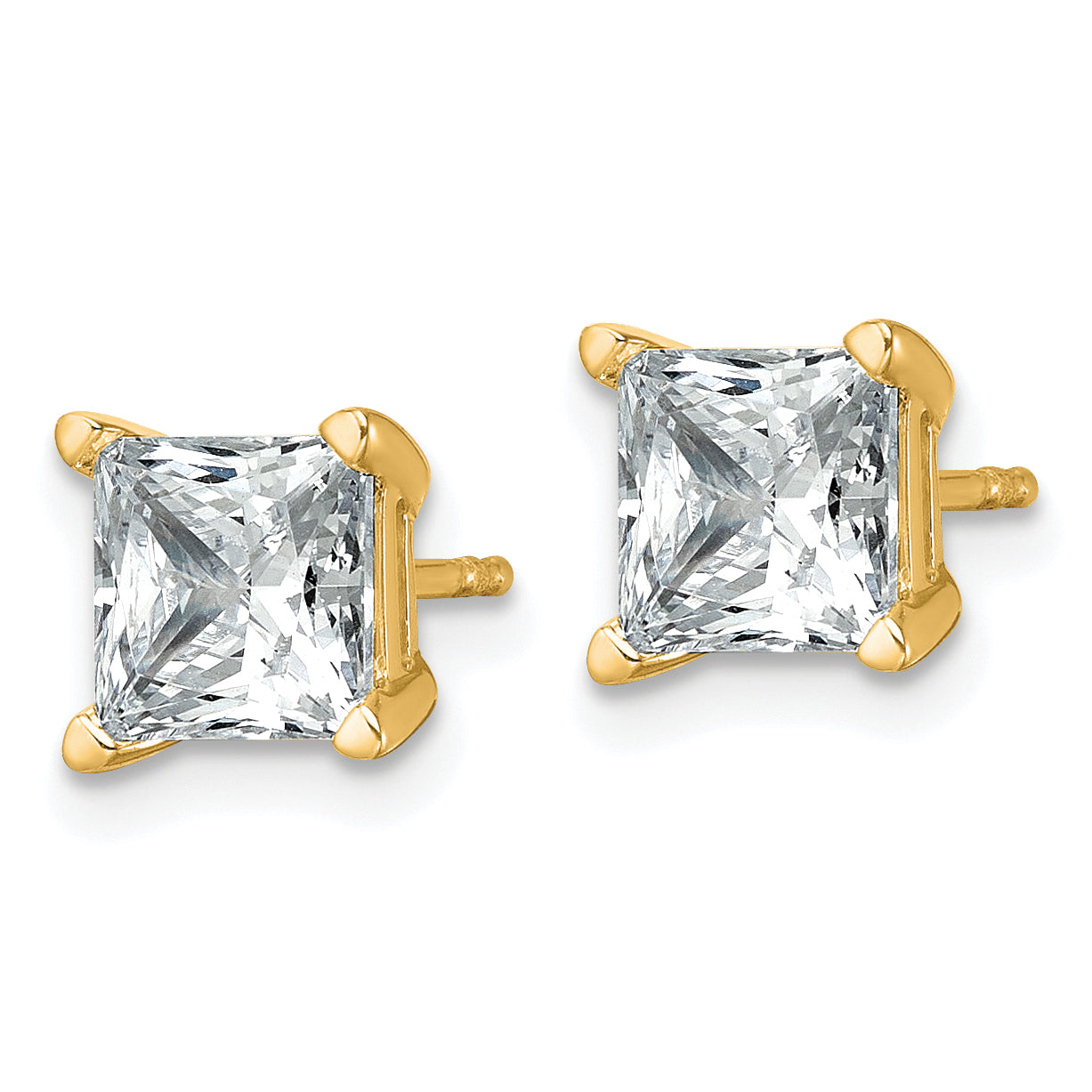 14k Yellow Gold 3 ctw Lab Grown Diamond VS/SI+ G+ Princess 4 Prong Heavy Wt. Stud Earrings