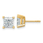 14k Yellow Gold 3 ctw Certified Lab Grown Diamond VS/SI+ G+ Princess 4 Prong Heavy Wt. Stud Earrings