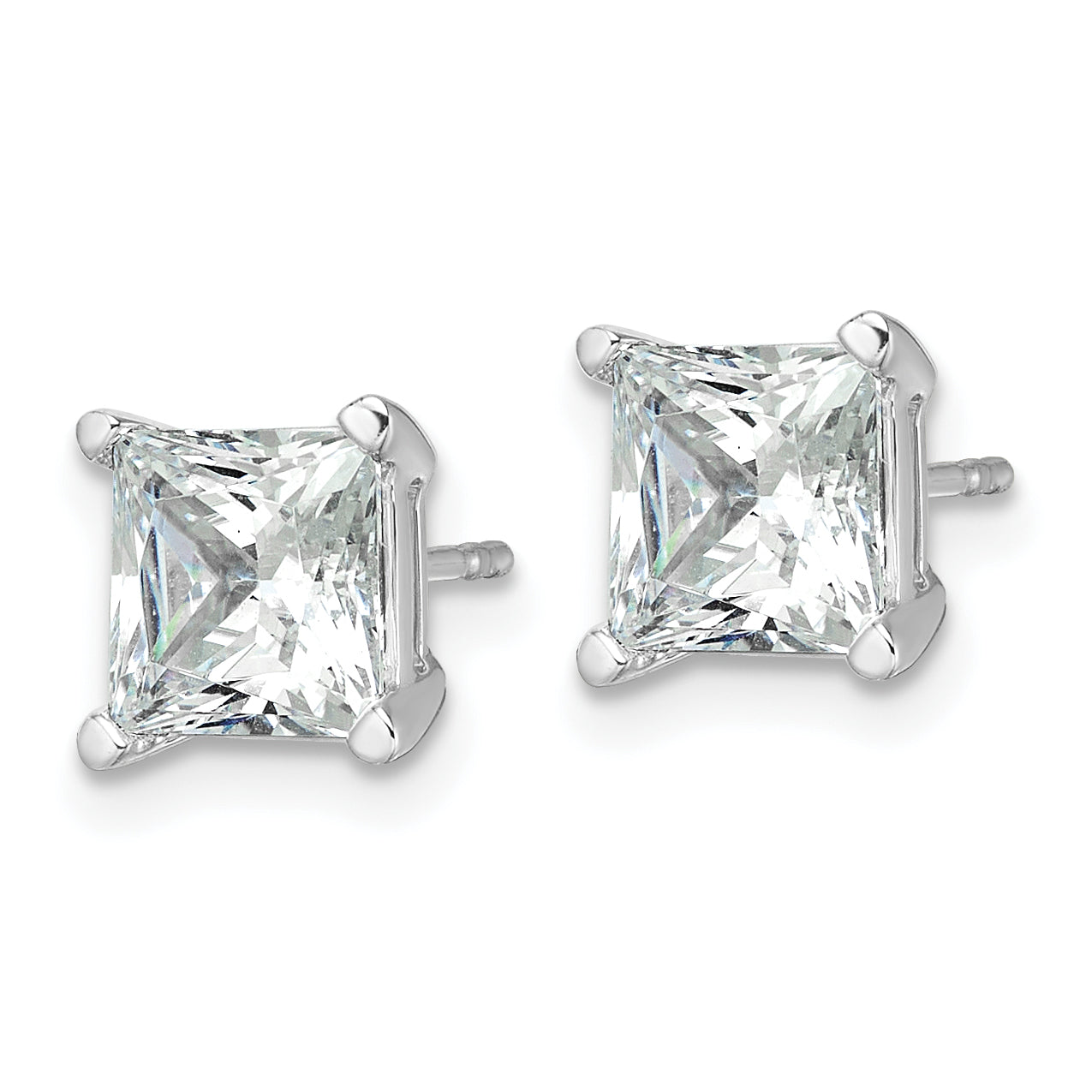 14k White Gold 4 ctw Certified Lab Grown Diamond VS/SI+ G+ Princess 4 Prong Heavy Wt. Stud Earrings