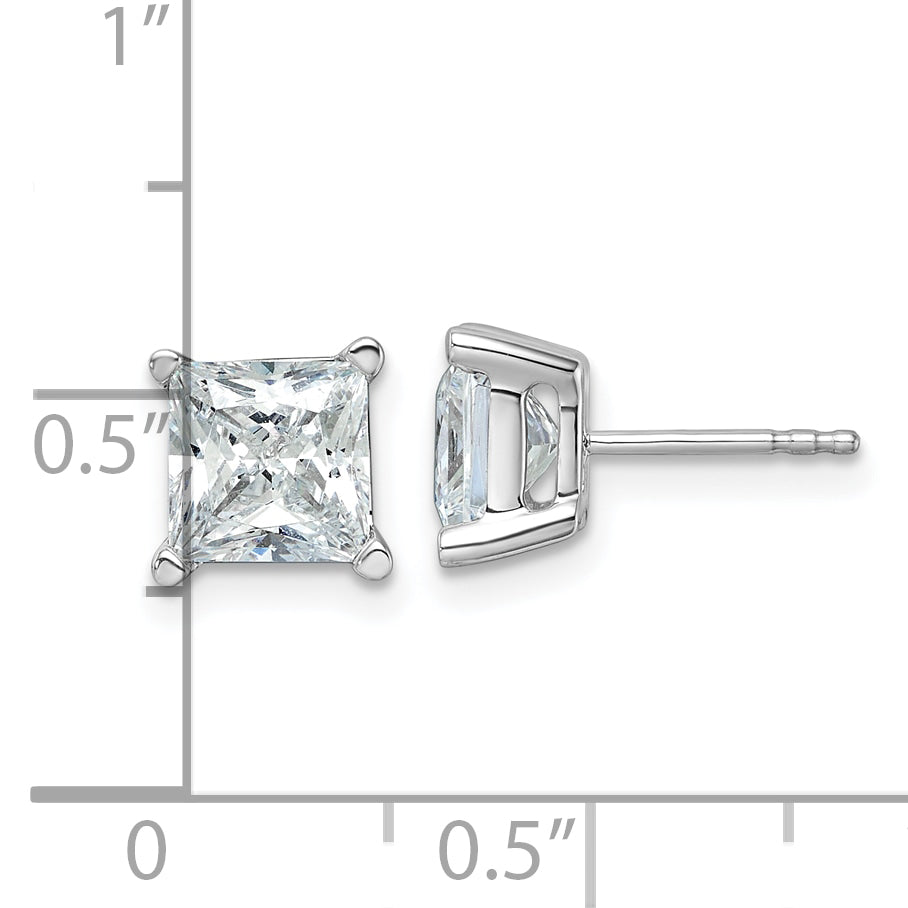 14k White Gold 4 ctw Certified Lab Grown Diamond VS/SI+ G+ Princess 4 Prong Heavy Wt. Stud Earrings