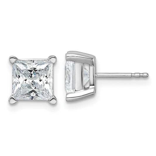 14k White Gold 5 Ct. total weight Princess VS/SI GH Lab Grown Diamond 4 Prong Stud Post Earrings