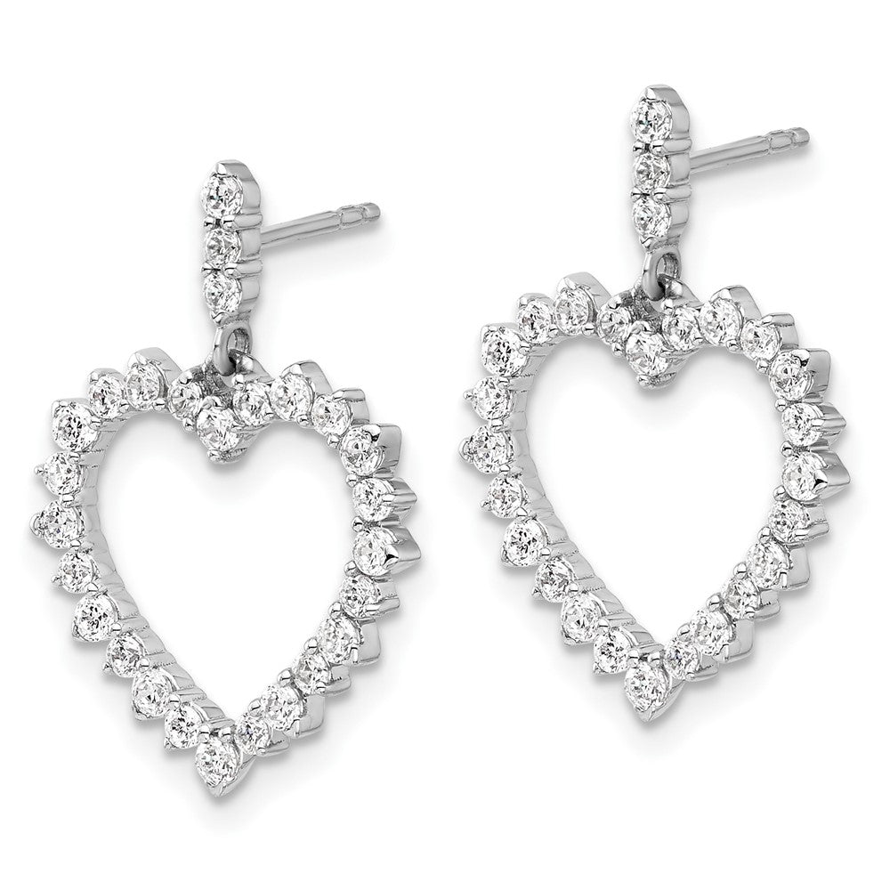 14k White Gold 1 Ct. Lab Grown Diamond VS/SI+ G+ Complete Dangle Heart Post Earrings