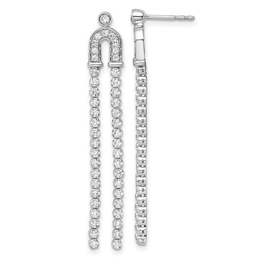 14k White Gold 2 carat Lab Grown Diamond VS/SI+ G+ Complete Dangle Post Earrings