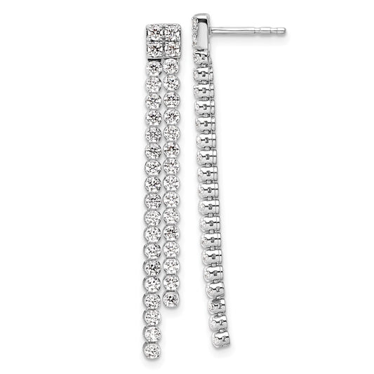 14k White Gold 1 7/8 carat Lab Grown Diamond VS/SI+ G+ Complete Dangle Post Earrings