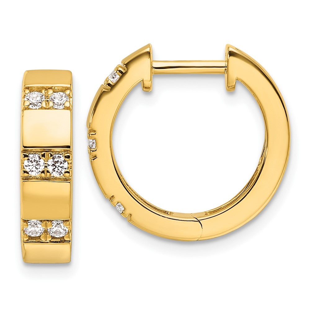 14k Yellow Gold 14k 1/3 carat Lab Grown Diamond VS/SI+ G+ Complete Fashion Hinged Hoop Earrings