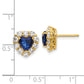 14k Yellow Gold 1 1/3 Ct. Lab Grown Diamond VS/SI+ G+ and Created Sapphire Halo Heart Post Earrings