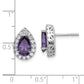 14K White Gold Lab Grown VS/SI FGH Diamond and Amethyst Pear Post Earrings