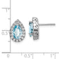 14K White Gold Lab Grown VS/SI FGH Dia and Aquamarine Pear Post Earrings