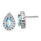 14K White Gold Lab Grown VS/SI FGH Dia and Aquamarine Pear Post Earrings