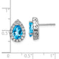 14K White Gold Lab Grown VS/SI FGH Diamond and Blue Topaz Pear Post Earrings