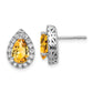 14K White Gold Lab Grown VS/SI FGH Diamond and Citrine Pear Post Earrings