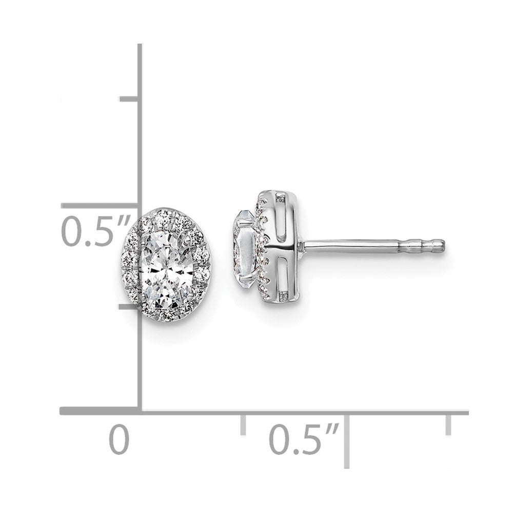 14k White Gold 5/8 Ct. Lab Grown Diamond VS/SI+ G+ Oval Halo Earrings