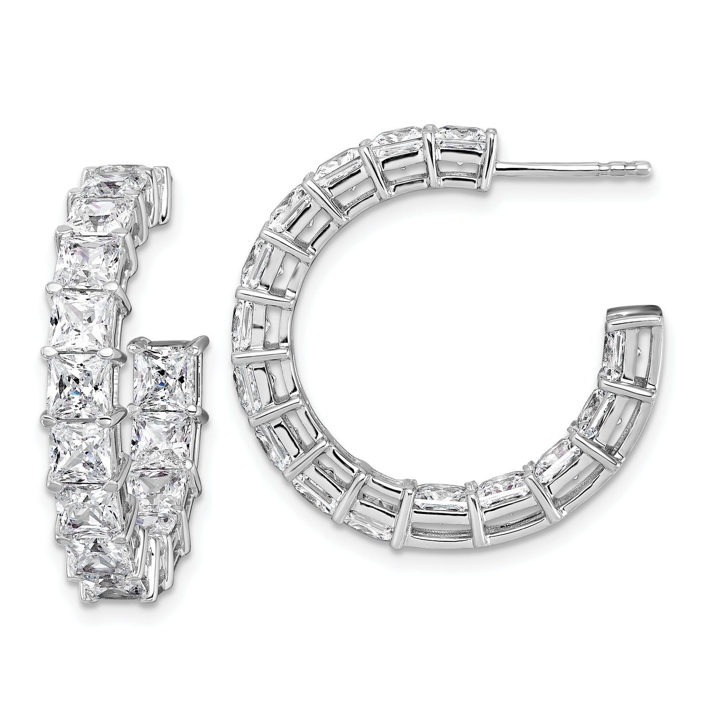 14k White Gold 8 1/3 Ct. Lab Grown Diamond VS/SI+ G+ Princess In and Out Hoop Earrings