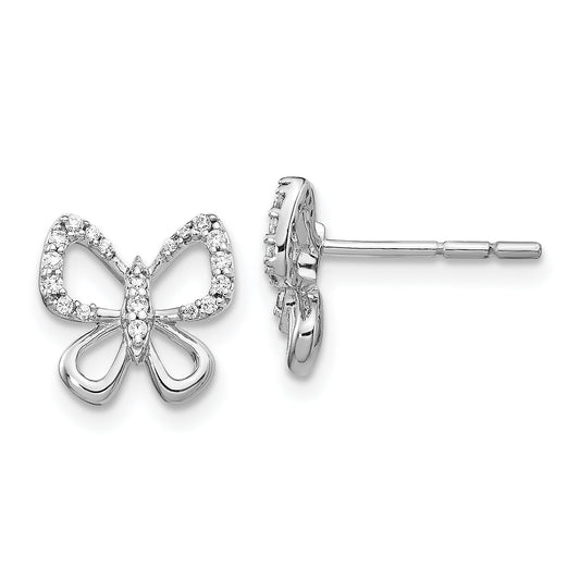 14k White Gold 1/6 Ct. Lab Grown Diamond VS/SI+ G+ Butterfly Post Earrings