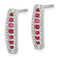 14k White Gold 1/3 carat Lab Grown Diamond VS/SI+ G+ and Created Ruby Complete Fashion Post Earrings