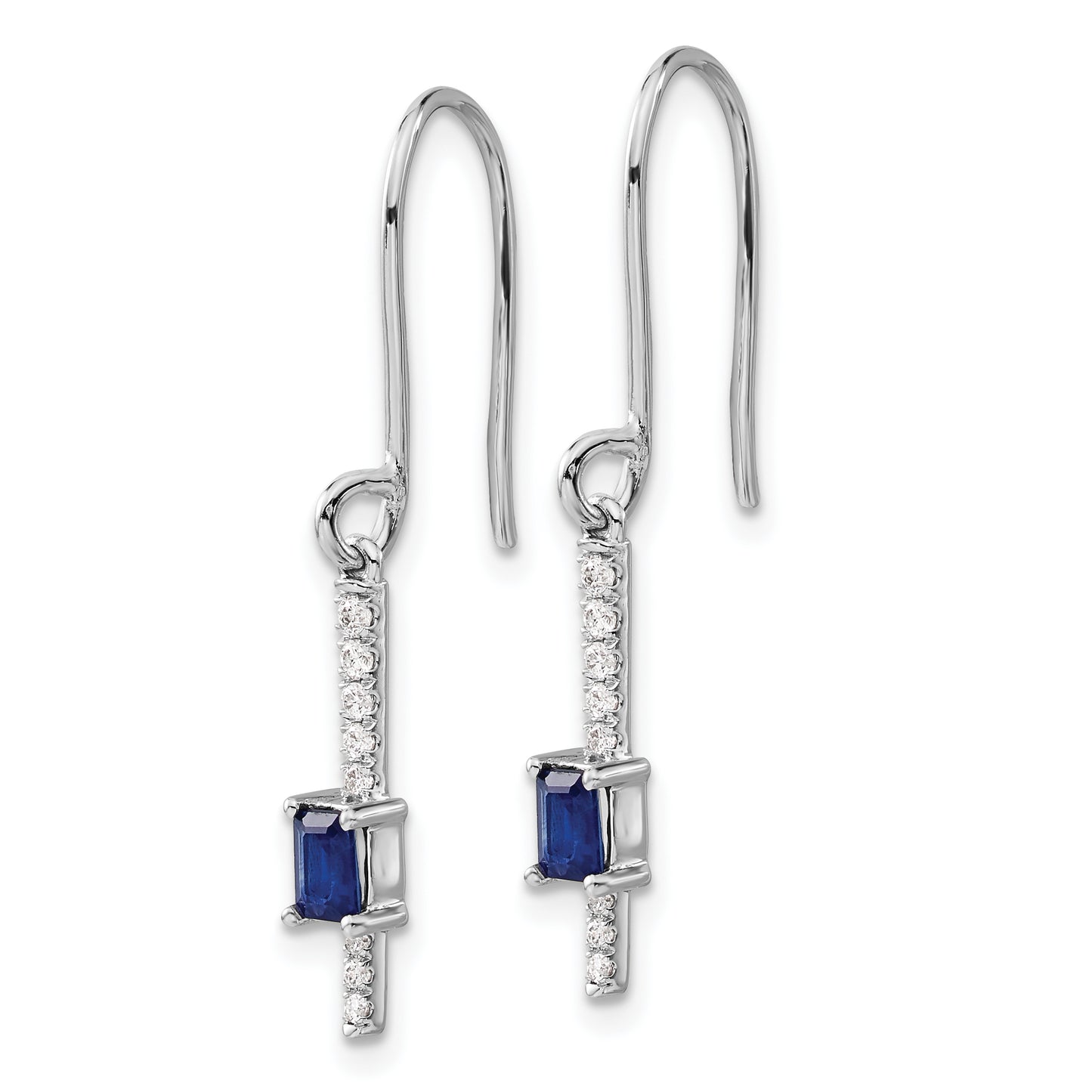 14K White Gold Lab Grown VS/SI+ G+ Diamond and Created Sapphire Fancy Earrings