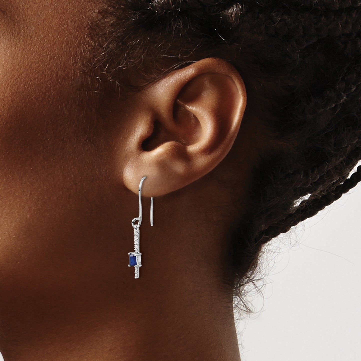 14K White Gold Lab Grown VS/SI+ G+ Diamond and Created Sapphire Fancy Earrings