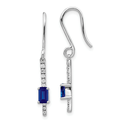 14K White Gold Lab Grown VS/SI+ G+ Diamond and Created Sapphire Fancy Earrings