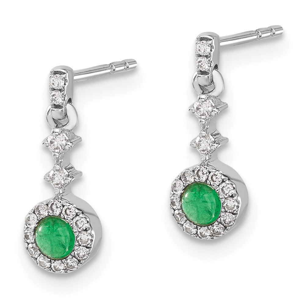 14k White Gold 1/6 Ct. Lab Grown Diamond VS/SI+ G+ and Created Emerald Complete Dangle Post Earrings