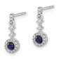 14k White Gold 1/6 Ct. Lab Grown Diamond VS/SI+ G+ and Cabochon Created Sapphire Dangle Post Earrings