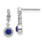 14k White Gold 1/6 Ct. Lab Grown Diamond VS/SI+ G+ and Cabochon Created Sapphire Dangle Post Earrings