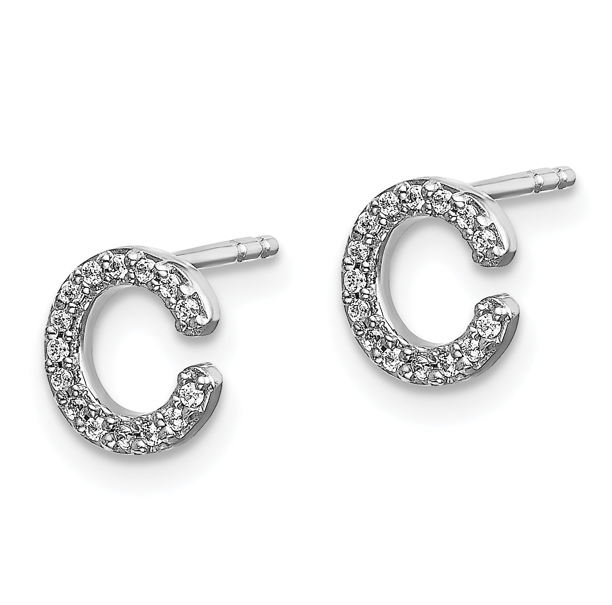 14K White Gold Lab Grown VS/SI+ G+ Diamond Letter C Initial Post Earrings