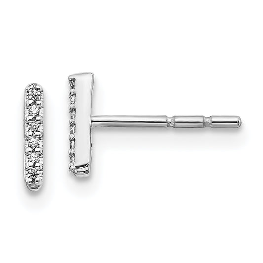 14K White Gold Lab Grown VS/SI+ G+ Diamond Letter I Initial Post Earrings