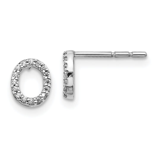 14K White Gold Lab Grown VS/SI+ G+ Diamond Letter O Initial Post Earrings