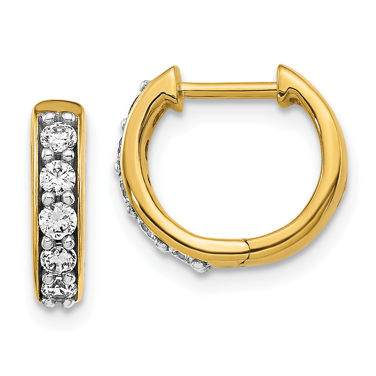 14k Yellow Gold 1/3 Ct. Lab Grown Diamond VS/SI+ G+ Hinged Hoop Earrings