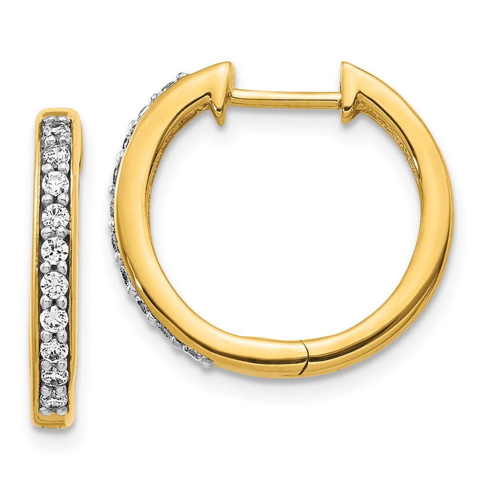 14k Yellow Gold 14k 1/4 carat Lab Grown Diamond VS/SI+ G+ Complete Hinged Hoop Earrings