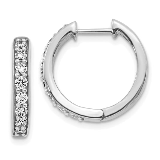 14k White Gold 1/2 Ct. Lab Grown Diamond VS/SI+ G+ Hinged Hoop Earrings