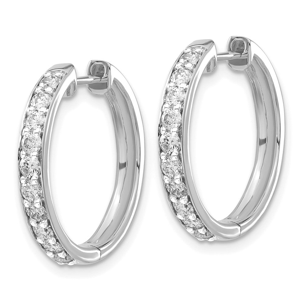 14k White Gold 1 carat Lab Grown Diamond VS/SI+ G+ Complete Hinged Hoop Earrings