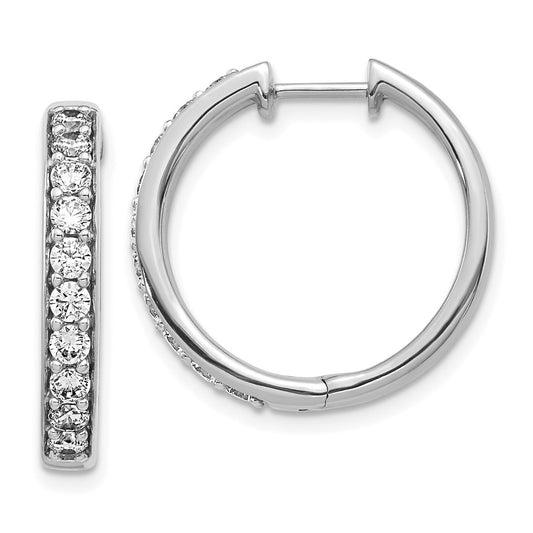 14k White Gold 1 carat Lab Grown Diamond VS/SI+ G+ Complete Hinged Hoop Earrings