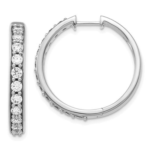 14k White Gold 1 1/2 carat Lab Grown Diamond VS/SI+ G+ Complete Hinged Hoop Earrings