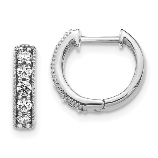 14k White Gold 1/3 carat Lab Grown Diamond VS/SI+ G+ Complete Miligrain Hinged Hoop Earrings