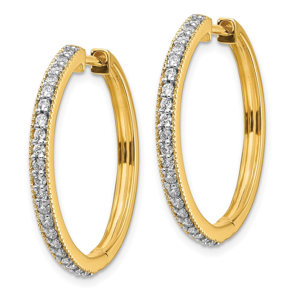 14k Yellow Gold 14k 1/2 carat Lab Grown Diamond VS/SI+ G+ Complete Miligrain Hinged Hoop Earrings