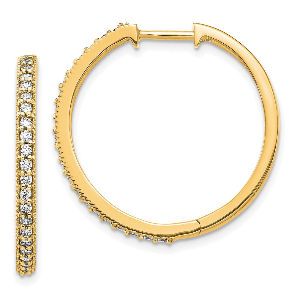 14k Yellow Gold 14k 1/2 carat Lab Grown Diamond VS/SI+ G+ Complete Miligrain Hinged Hoop Earrings