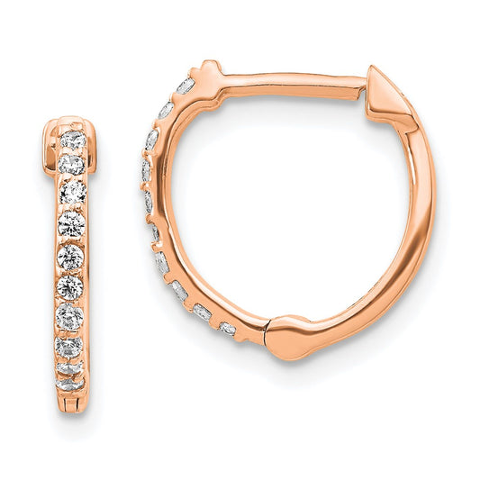 14k Rose Gold 1/5 carat Lab Grown Diamond VS/SI+ G+ Complete Hinged Hoop Earrings