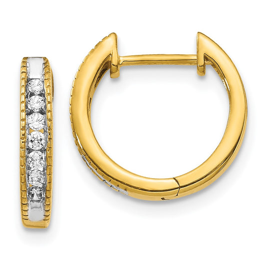 14k Yellow Gold 14k 1/5 carat Lab Grown Diamond VS/SI+ G+ Complete Hinged Hoop Earrings