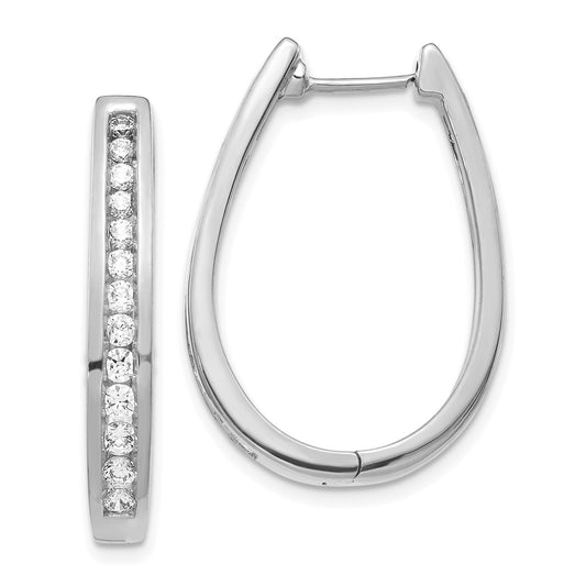 14K White Gold Lab Grown Diamond VS/SI FGH Hinged Hoop Earrings