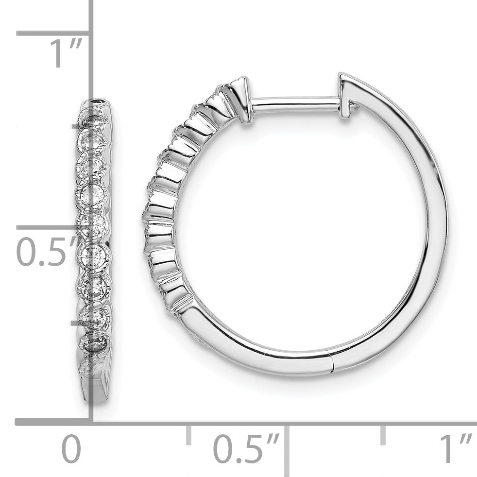 14k White Gold 1/4 Ct. Lab Grown Diamond VS/SI+ G+ Hinged Hoop Earrings